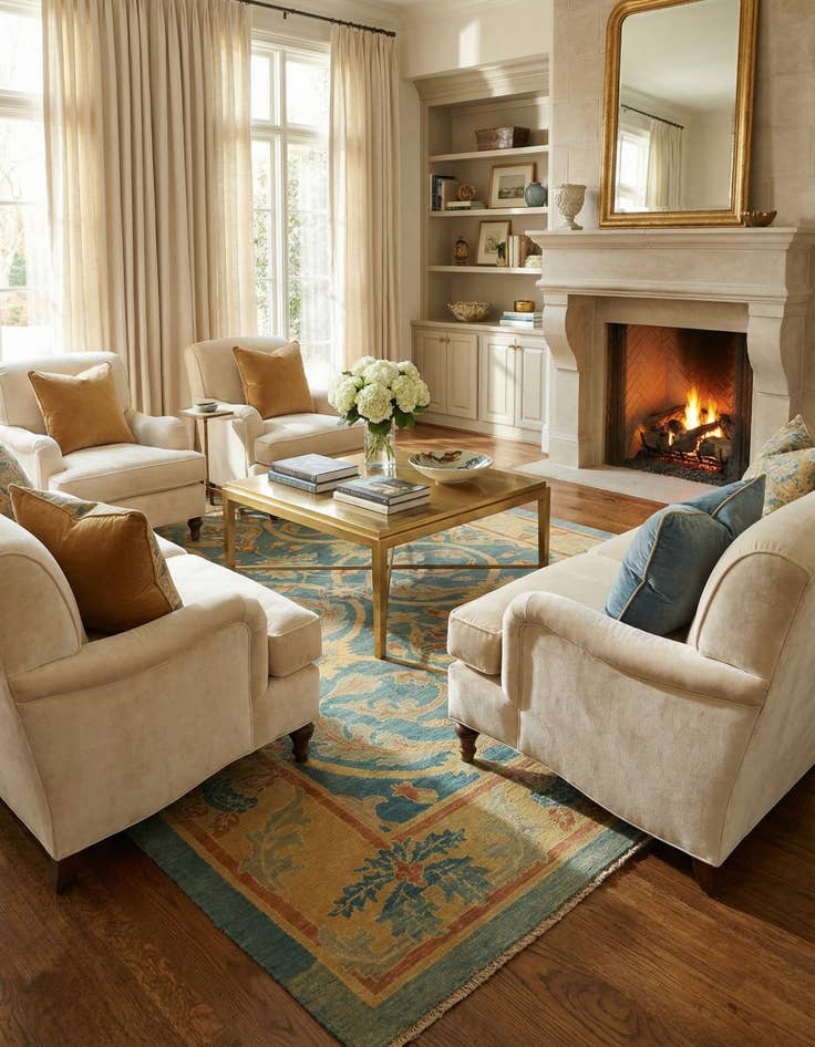 Detail image of  10' 2 x 14' 3  Hand Knotted Oushak Wool Rug