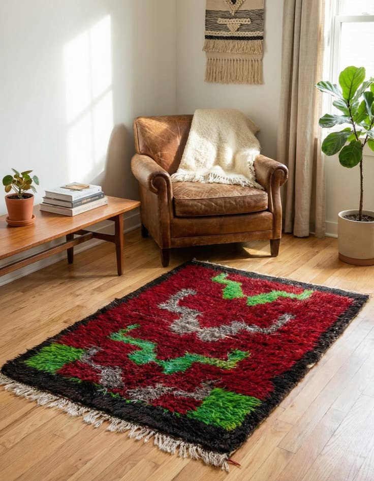 Detail image of  2' 10 x 4' 1  Hand Knotted Moroccan Wool Rug