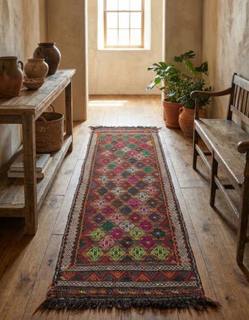 2' 7 x 9' 2 Hand Woven Kilim Fars Wool Runner Rug