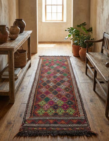 2' 7 x 9' 2 Hand Woven Kilim Fars Wool Runner Rug