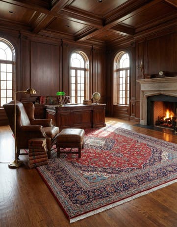 9' 8 x 13' 5 Hand Knotted Kashan Persian Wool Rug