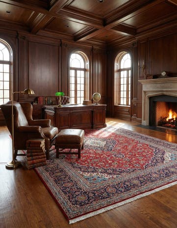 9' 8 x 13' 5 Hand Knotted Kashan Persian Wool Rug