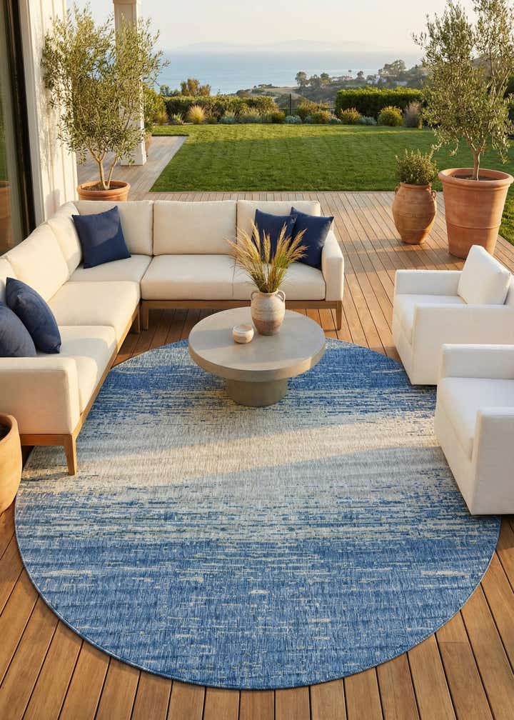 13' x 13' Easy-Clean Modern Indoor / Outdoor Round Rug