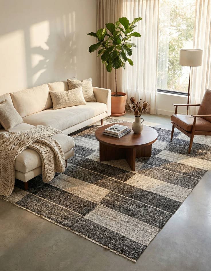 Detail image of 8' 1 x 9' 3  Hand Woven Kilim Modern Wool Rug