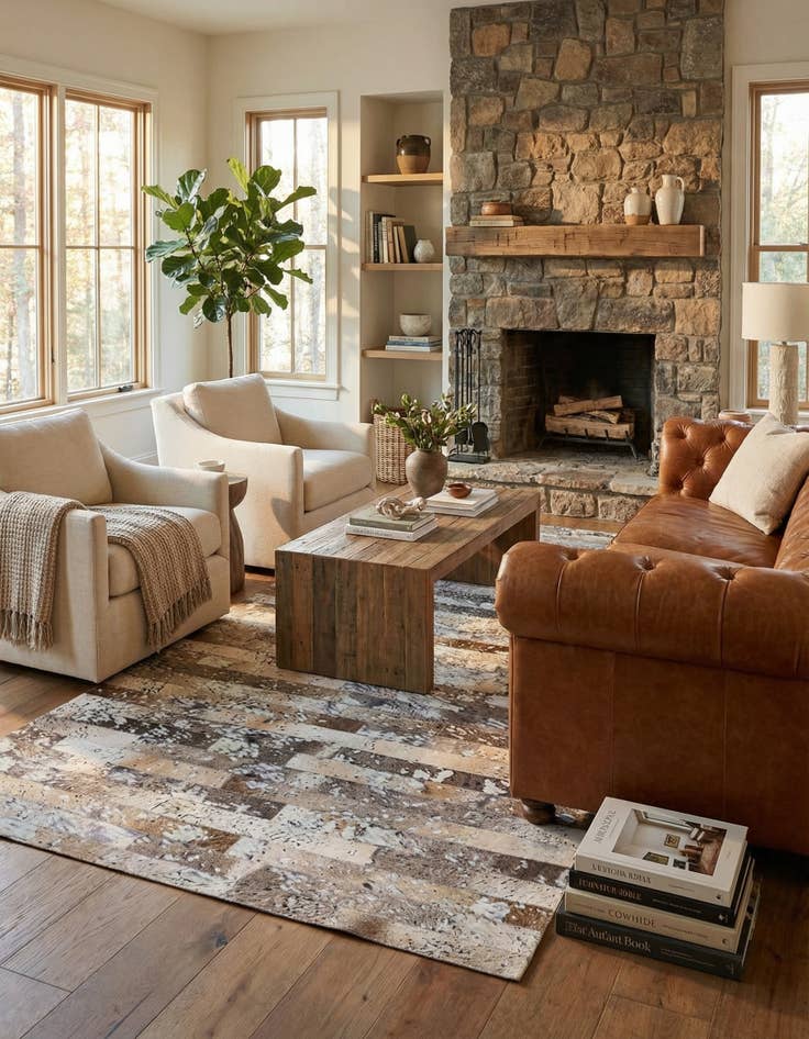 Detail image of 5' 1 x 8' Cowhide Stocks Rug