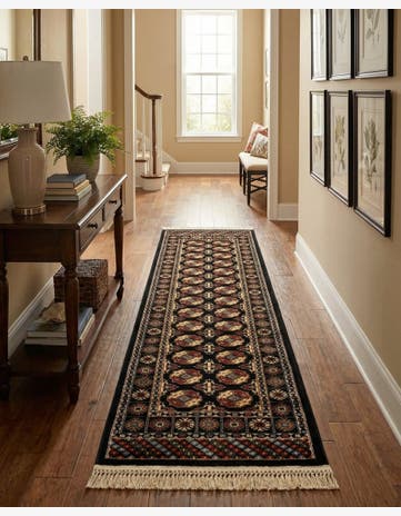 Black Bokhara Runner Rug