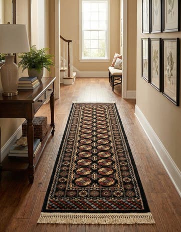 Black Bokhara Runner Rug