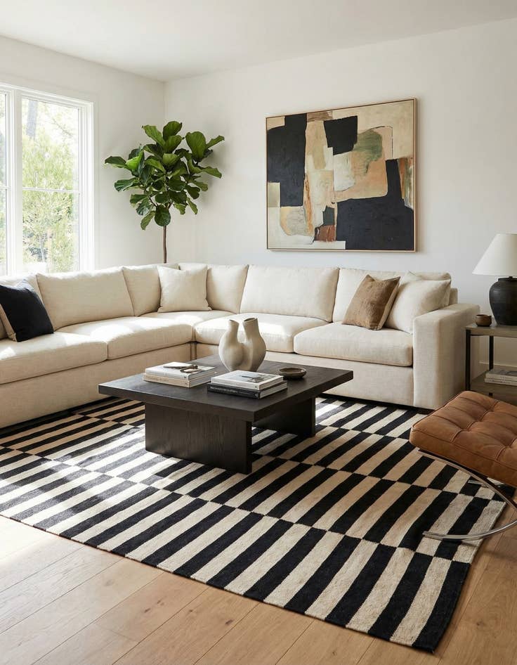 Detail image of 5' 8 x 7' 9  Hand Woven Kilim Modern Wool Rug