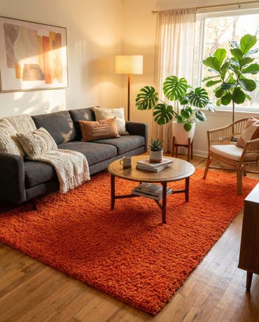  7' 10 x 10' Solid Shag Rug