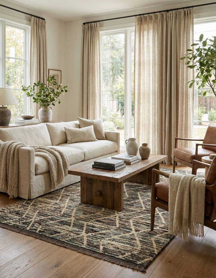 Detail image of 5' 8 x 7' 9  Hand Knotted Moroccan Wool Rug