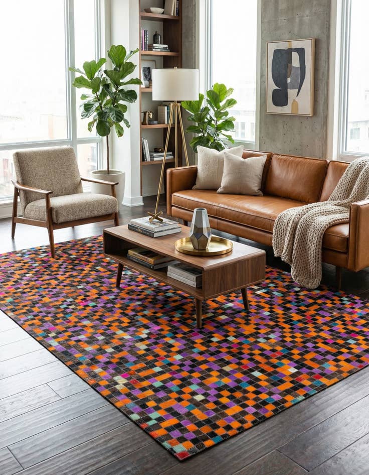 Detail image of 5' x 8' Cowhide Leather Rug