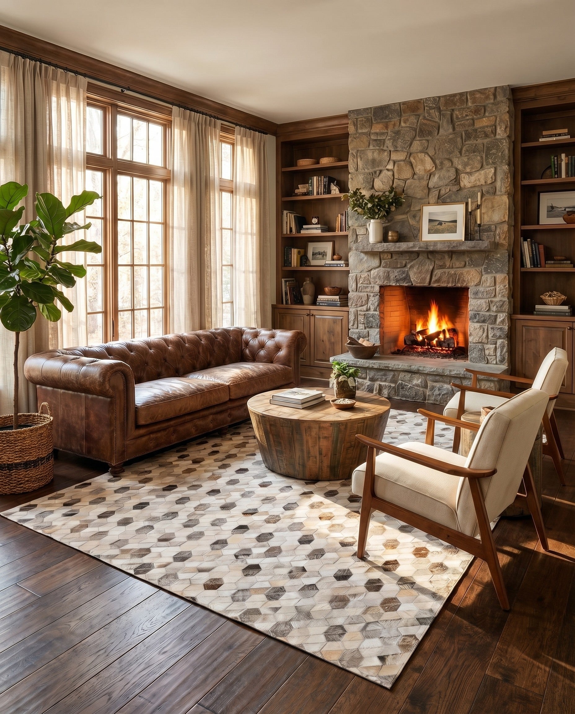 5' 2 x 7' 5 Cowhide Rug