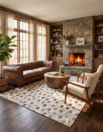 5' 2 x 7' 5 Cowhide Rug
