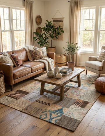 6' x 7' 8 Hand Woven Kilim Patchwork Wool Rug