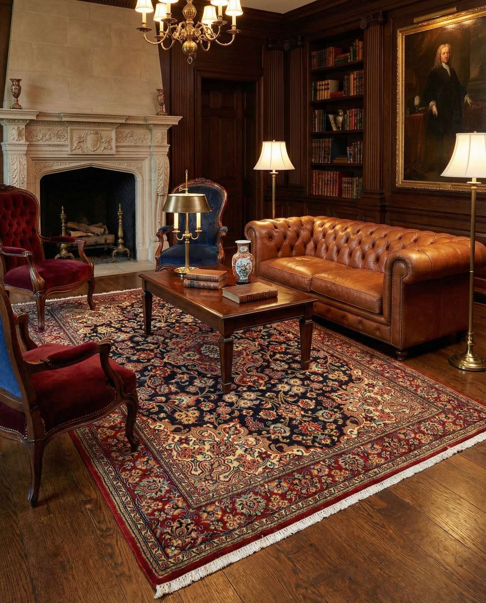 4' 8 x 6' 6 Hand Knotted Qom Persian Rug