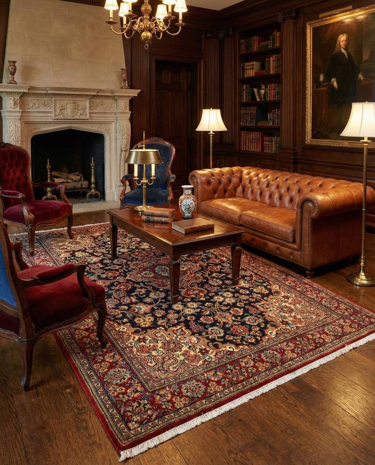 Detail image of 4' 8 x 6' 6 Hand Knotted Qom Persian Rug