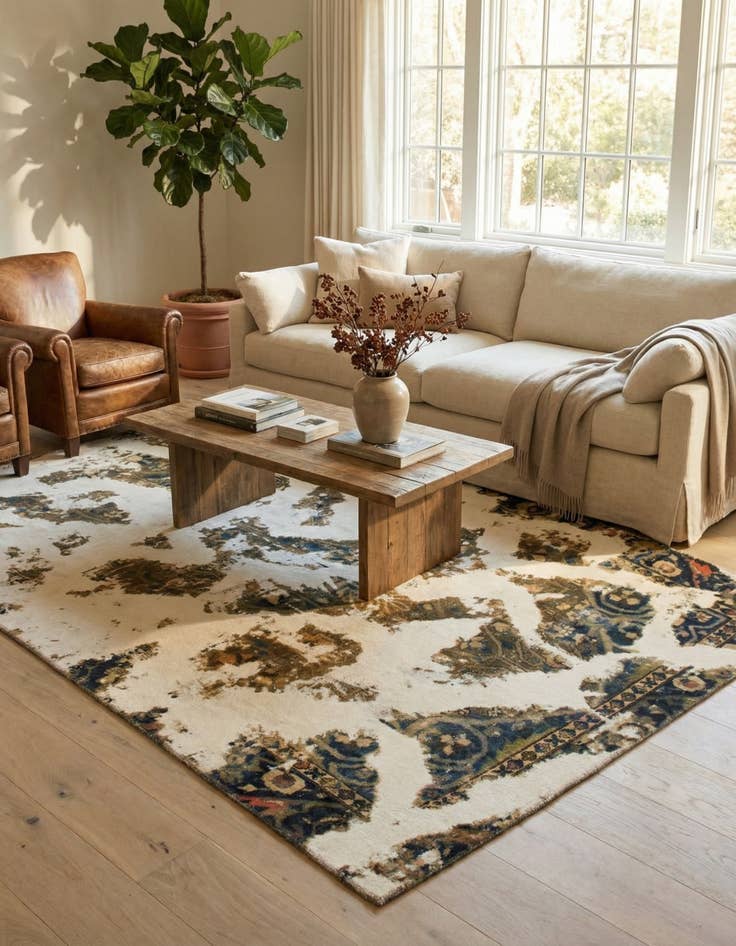 Detail image of 6' 3 x 9'  Hand Knotted Ultra Vintage Persian Wool Rug