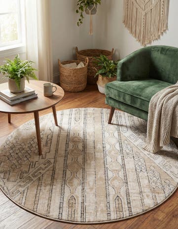 Ivory Oregon Round Rug