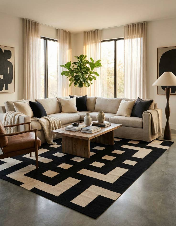 Detail image of 6' 10 x 9' 7  Hand Woven Kilim Modern Wool Rug