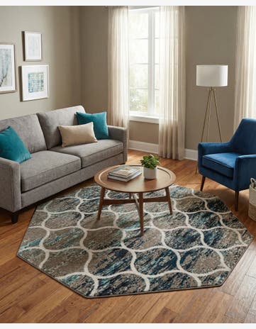 7' x 7' Lattice Frieze Octagon Rug