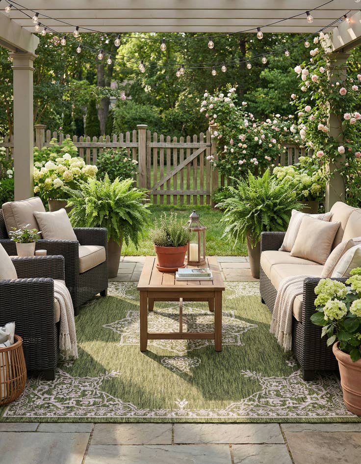 Detail image of 6' x 9'  Washable Traditional Indoor / Outdoor Rug