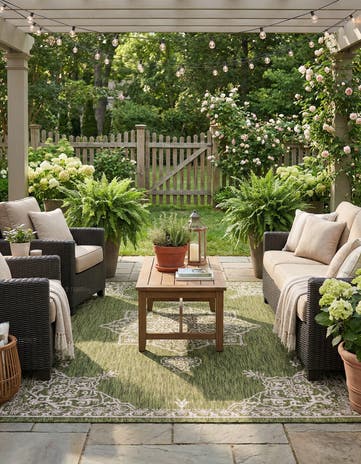 6' x 9' Easy-Clean Traditional Indoor / Outdoor Rug