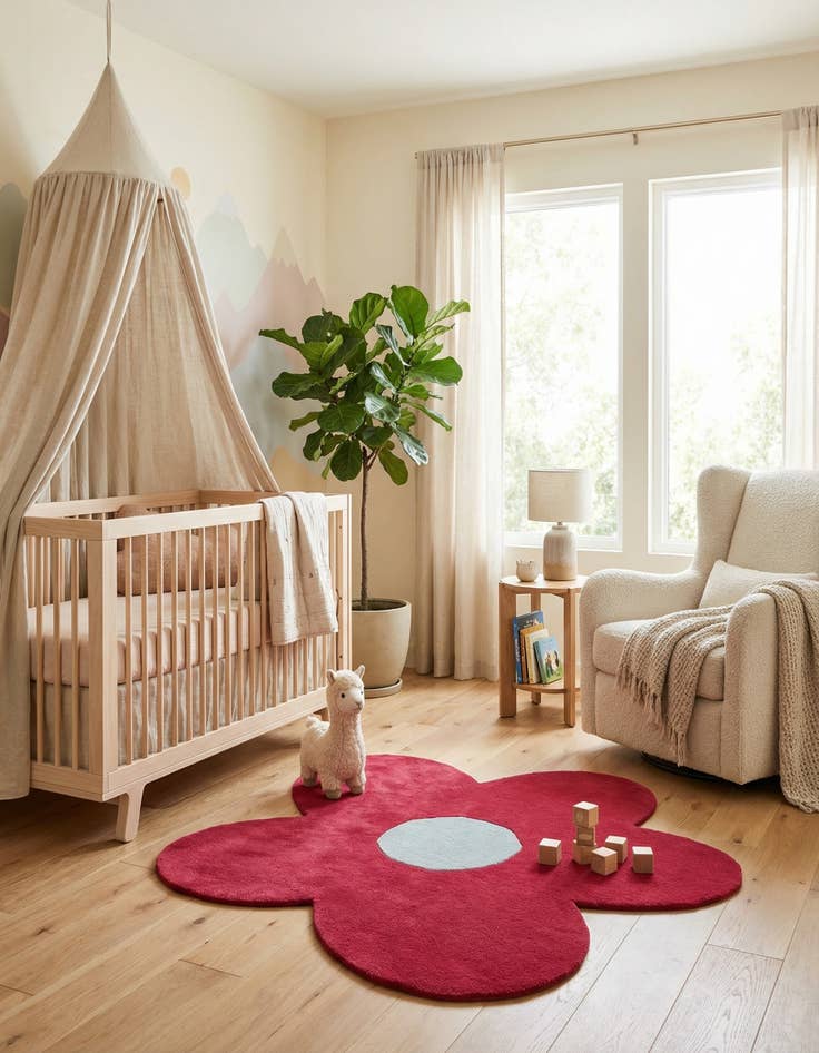 Detail image of 5' 1 x 5' 1 Happy Rugs Funky Flower Wool Round