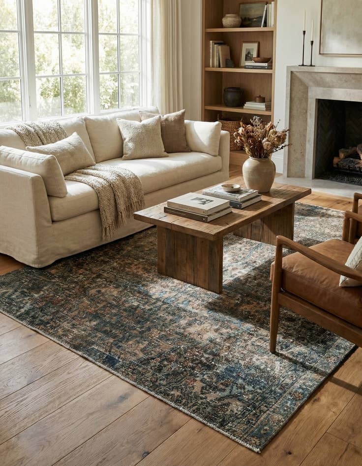 Detail image of 6' 5 x 7' 10  Hand Knotted Ultra Vintage Persian Wool Square Rug