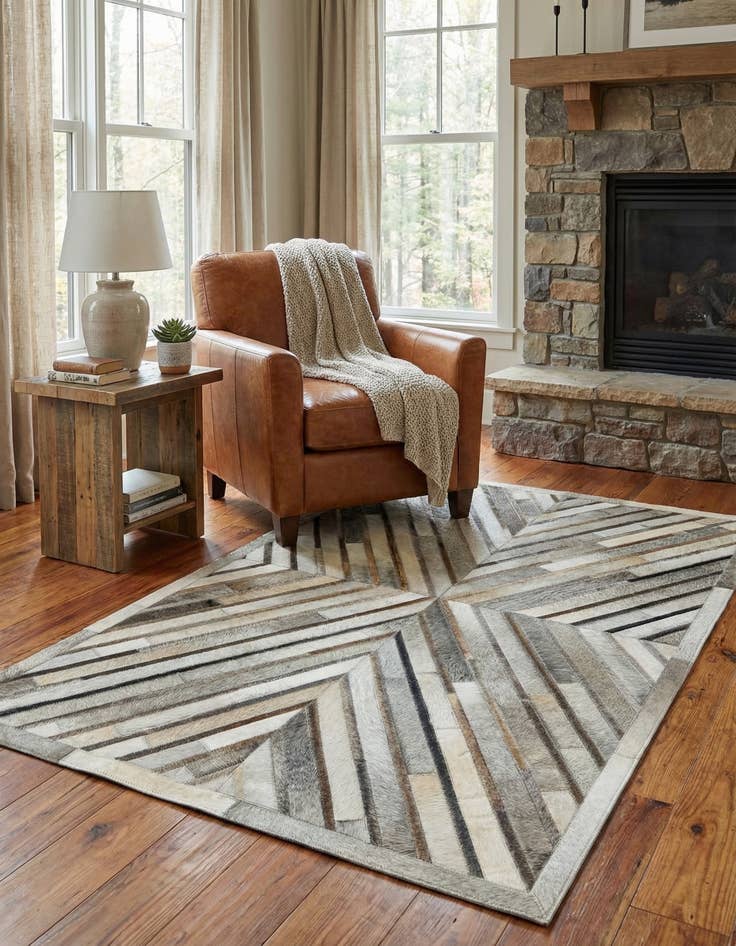 Detail image of 3' 1 x 5' 1 Cowhide Leather Rug