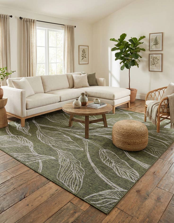 Detail image of 10' x 14' Easy-Clean Botanical Indoor / Outdoor Rug