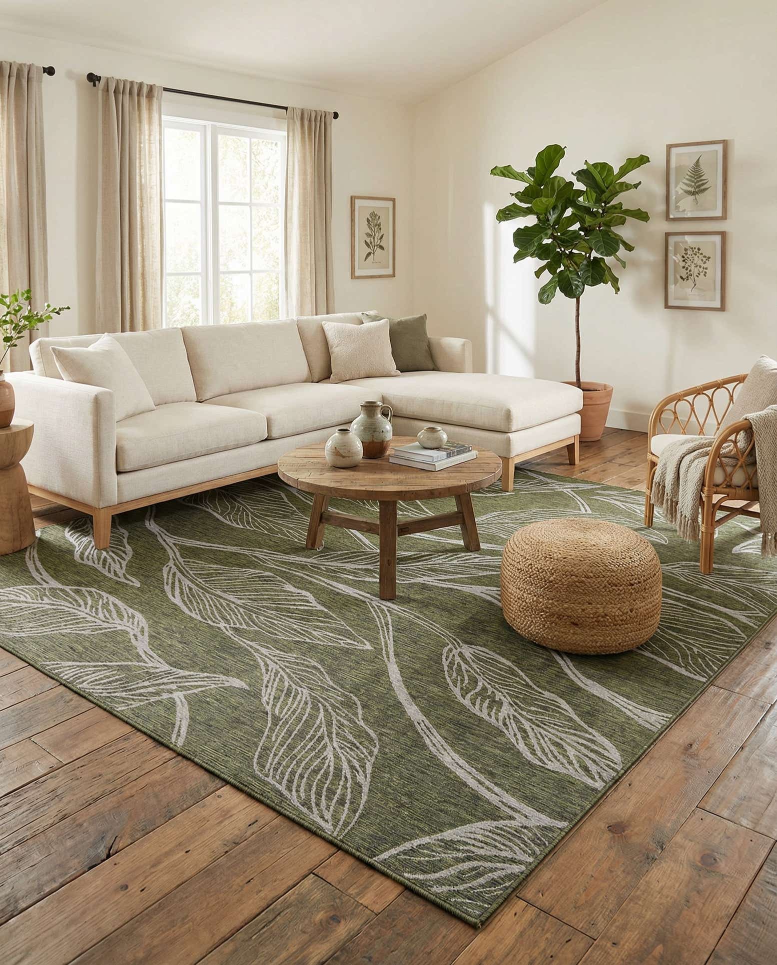 10' x 14' Easy-Clean Botanical Indoor / Outdoor Rug