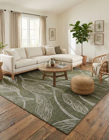 10' x 14' Easy-Clean Botanical Indoor / Outdoor Rug