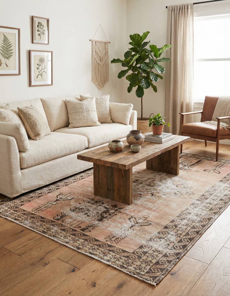 Detail image of  3' 10 x 6' 2  Hand Knotted Ultra Vintage Persian Wool Rug