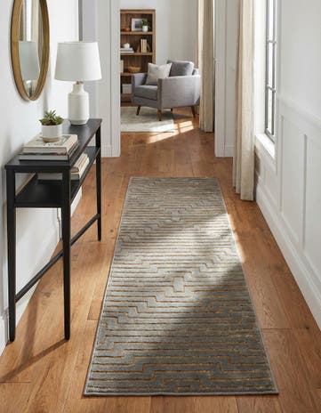 Gray and Gold Vogue Geo Runner Rug