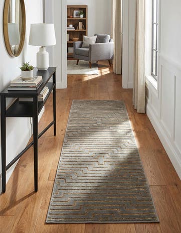 Gray and Gold Vogue Geo Runner Rug