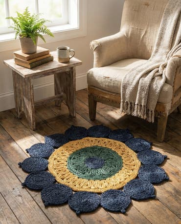  2' x 2'  Hand Braided Jute Round Rug