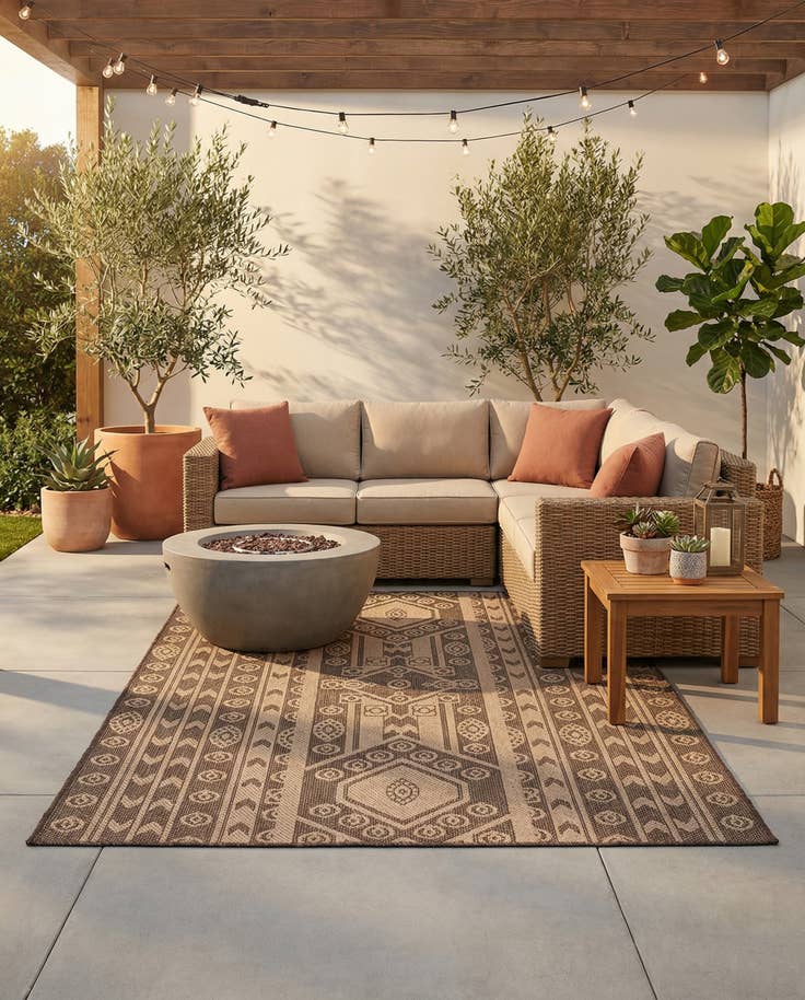 Detail image of 5' 2 x 7' 6 Easy-Clean Modern Indoor / Outdoor Rug