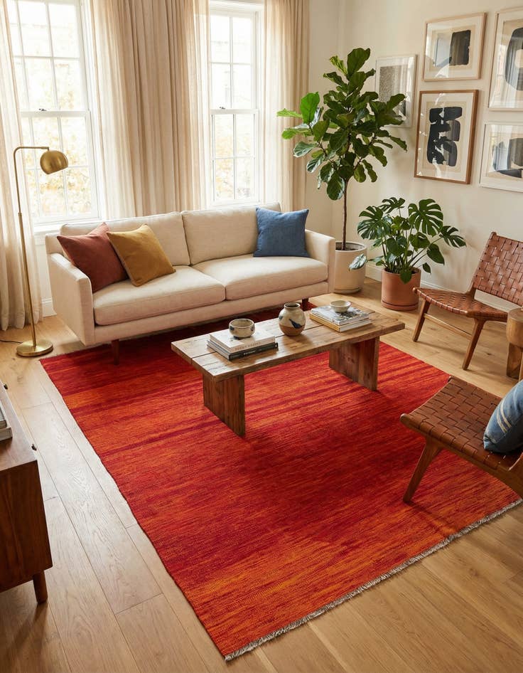 Detail image of  6' x 8'  Hand Woven Kilim Modern Wool Rug