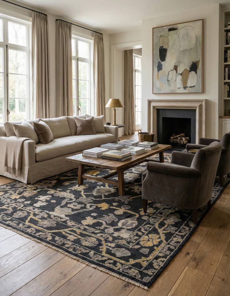 Detail image of 8' 2 x 10' 2 Hand Knotted Oushak Wool Rug