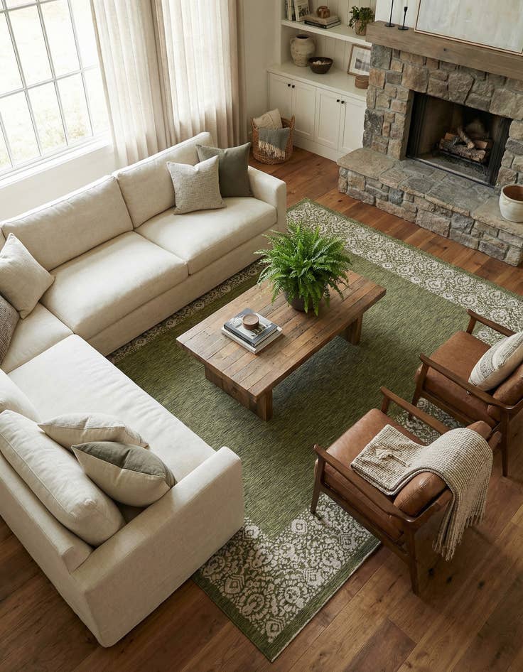 Detail image of 10' x 13'  Washable Border Indoor / Outdoor Rug