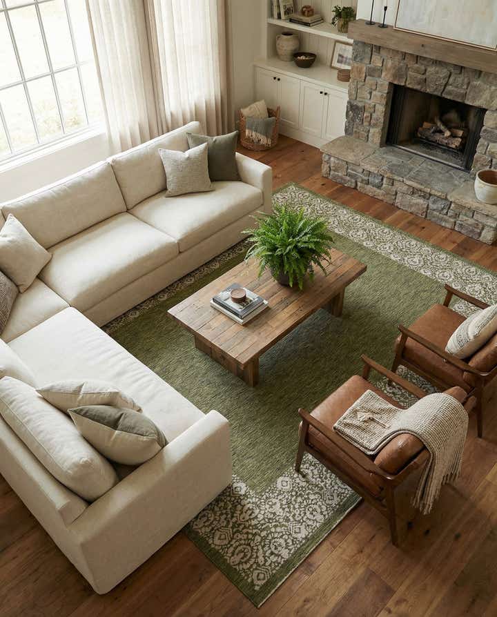 10' x 13' Easy-Clean Border Indoor / Outdoor Rug