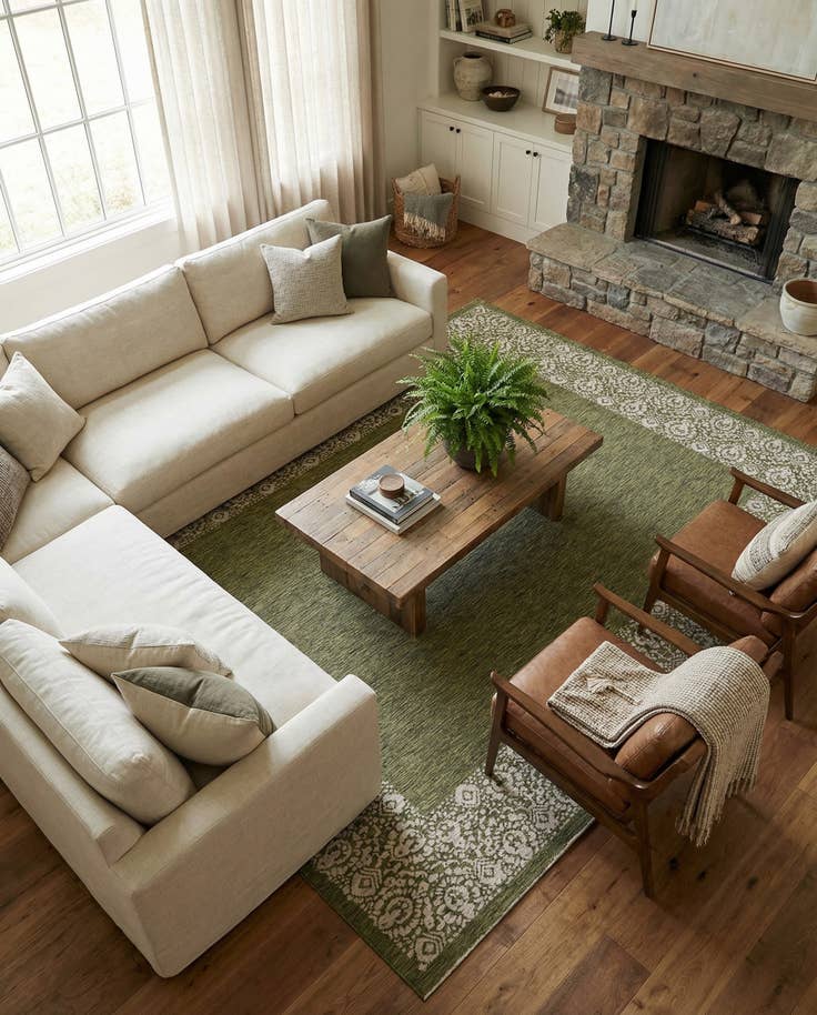 Detail image of 10' x 13' Easy-Clean Border Indoor / Outdoor Rug