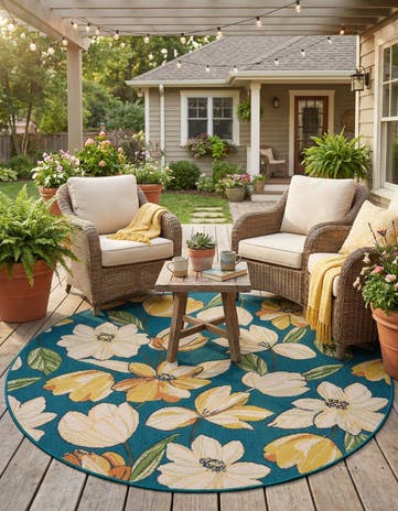7' 10 x 7' 10 Easy-Clean Baja Indoor / Outdoor Round Rug
