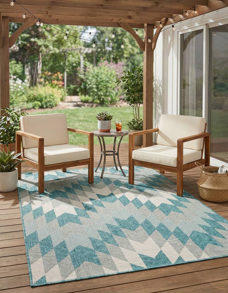 Detail image of 4' x 6'  Washable Modern Indoor / Outdoor Rug
