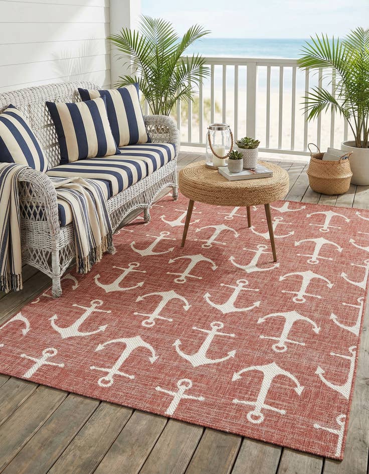Detail image of  5' 3 x 8'  Washable Coastal Indoor / Outdoor Rug