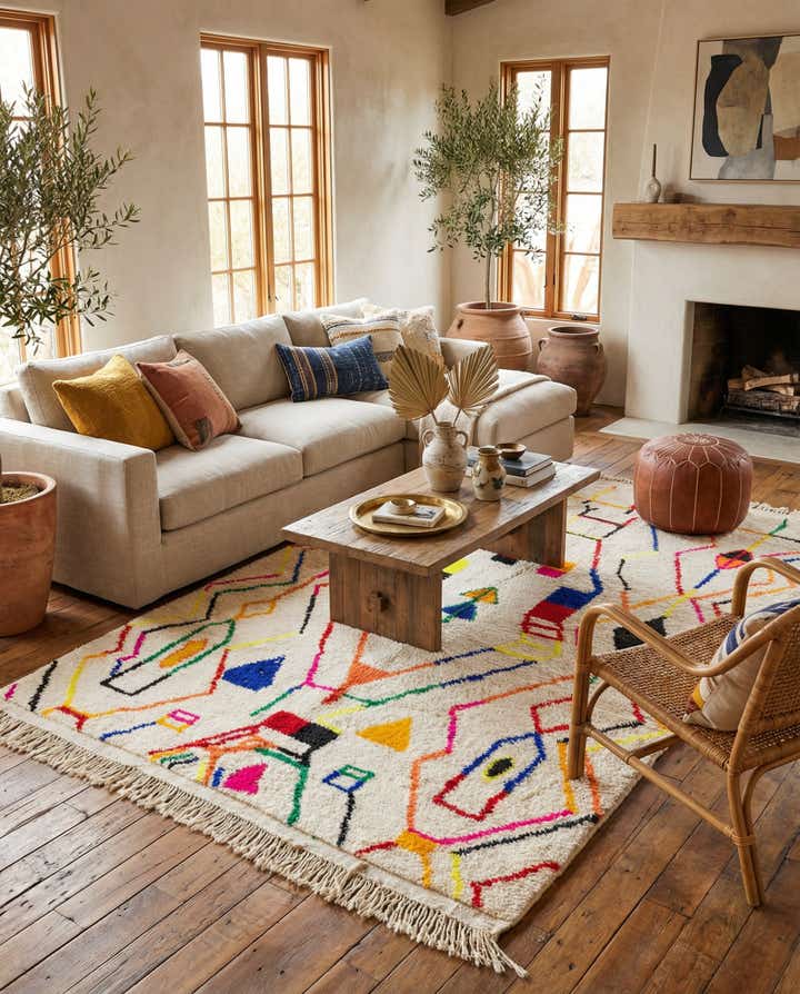 5' x 8' 3 Hand Knotted Moroccan Wool Rug