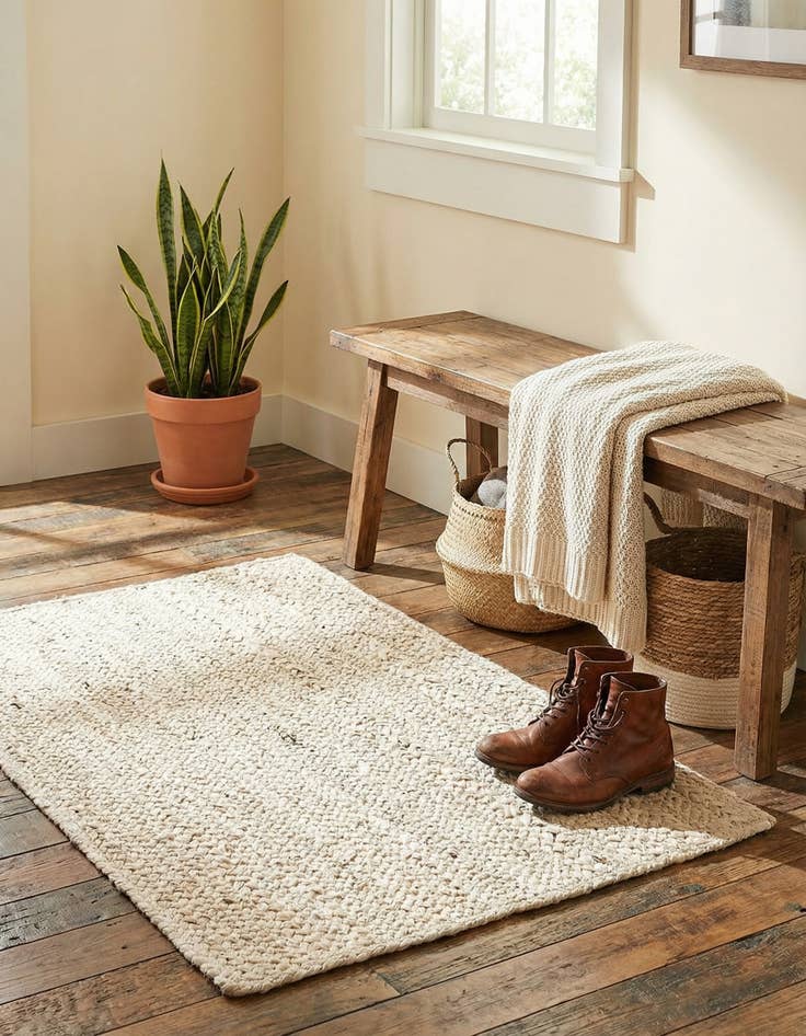 Detail image of  2' x 3' 1  Hand Braided Jute Rug