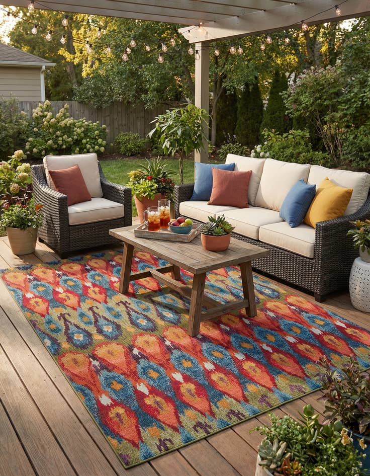 Detail image of 7' x 10'  Washable Modern Indoor / Outdoor Rug