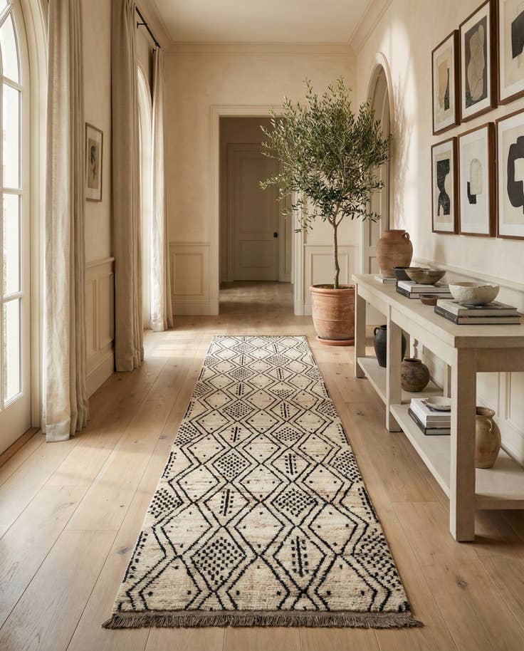 Detail image of 3' 2 x 12' 4 Hand Knotted Moroccan Wool Runner Rug