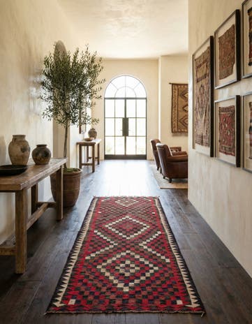 5' 3 x 10' Hand Woven Kilim Fars Wool Runner Rug